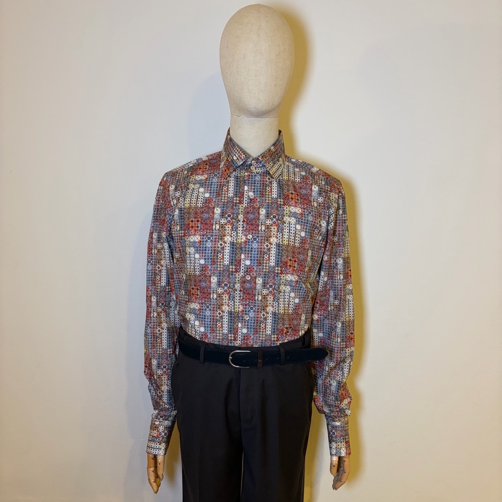 Marc Morvati Men’s Geometric Print Cotton Shirt XXL